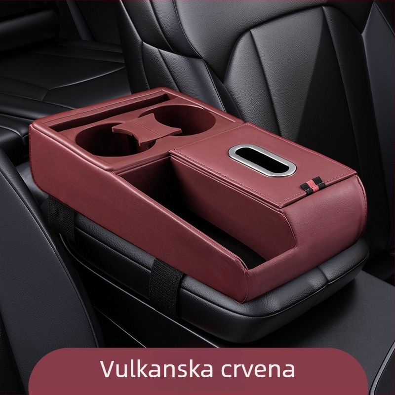 Kožni organizator automobila s kutijom za maramice i držačem za čaše, univerzalna kompatibilnost, porijeklo Guangzhou, prilagođena obrada