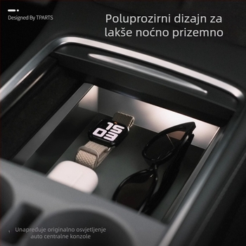 Kutija za skladištenje središnje konzole za Tesla Model Y/3 (YL osvježeno izdanje) – između sjedala, plastična, vodootporna, otporna na tlak, s ručkom