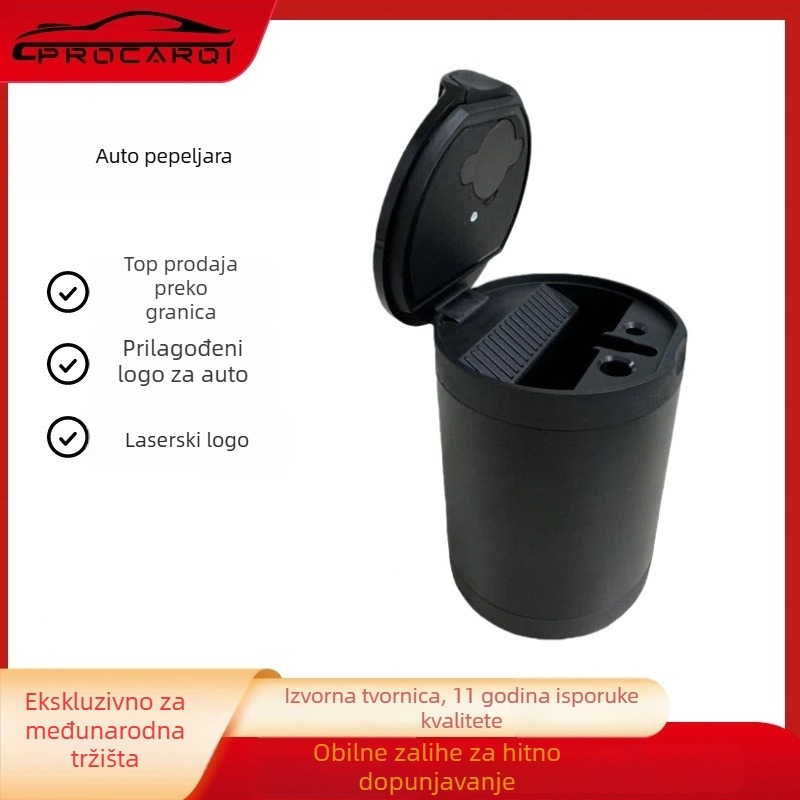 Auto pepeljara s poklopcem i ugrađenim svjetlom, model YH-1, metal, otporan na visoke temperature, 138 g