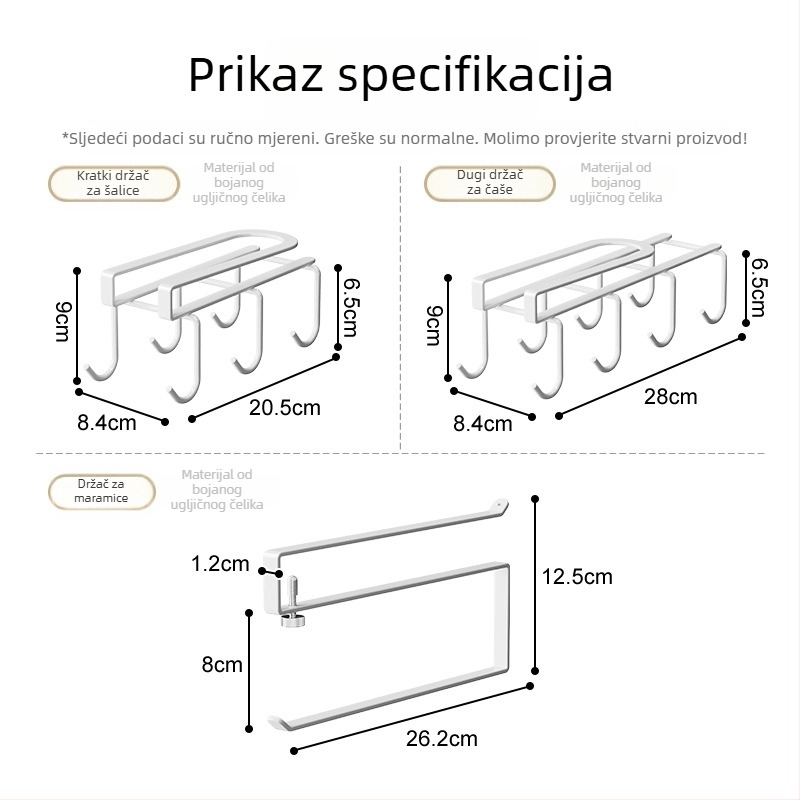 Držač za čaše na zidu, karbonsko čelika, montaža kukom, moderan i minimalistički stil, višenamjensko rješenje za kuhinju i dnevni boravak