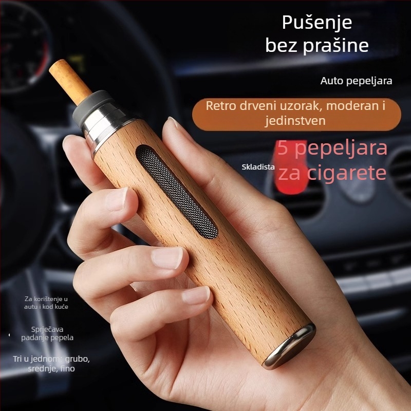 Pepeljak za auto, usisavanje dima i bez prosipavanja pepela, metalni, model S, urezani, težina 0,04 kg, Zhejiang