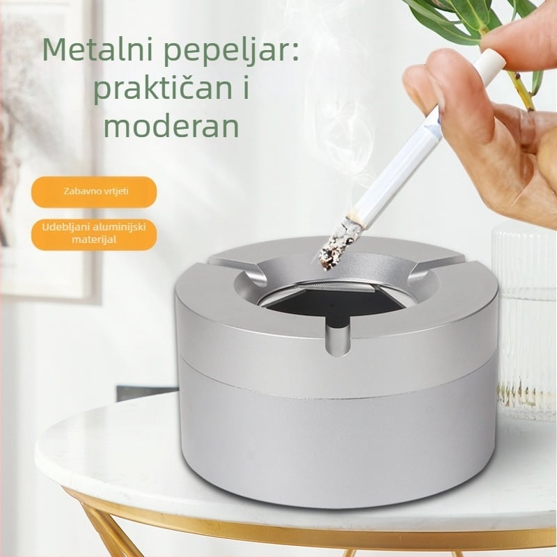 Metalna pepeljara s poklopcem, otvaranje/zavarivanje; dekorativna i skladišna funkcija; ispis logotipa dostupan