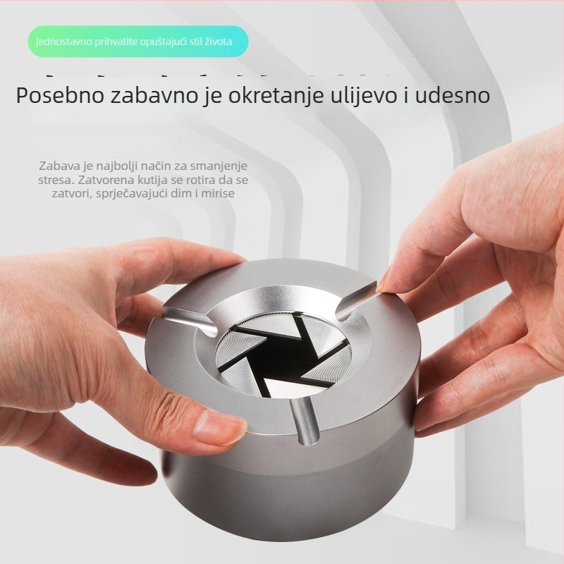 Metalna pepeljara s poklopcem, otvaranje/zavarivanje; dekorativna i skladišna funkcija; ispis logotipa dostupan