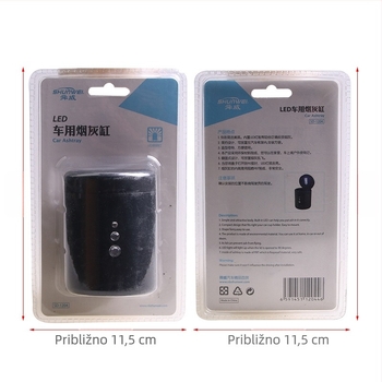 Auto pepelnjak - personaliziran, višenamjenski, s poklopcem i svjetlom; materijal: ABS otporan na toplinu; model SD-1204; težina 150 g; namijenjen za uporabu u vozilu