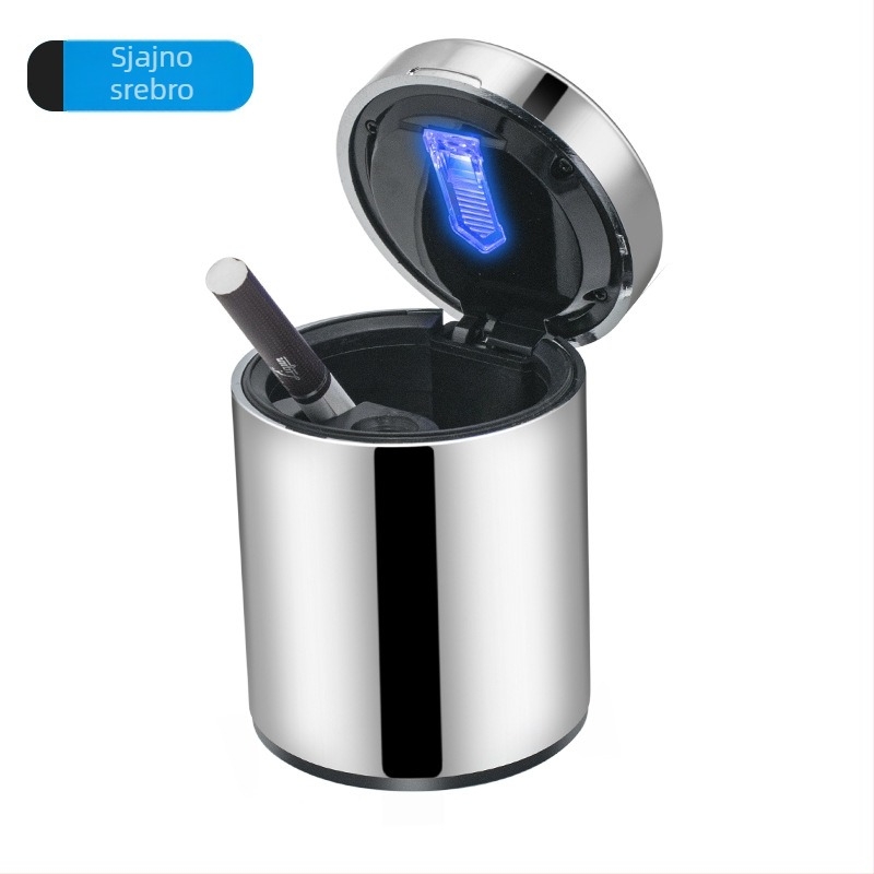 Auto pepelnjak - personaliziran, višenamjenski, s poklopcem i svjetlom; materijal: ABS otporan na toplinu; model SD-1204; težina 150 g; namijenjen za uporabu u vozilu