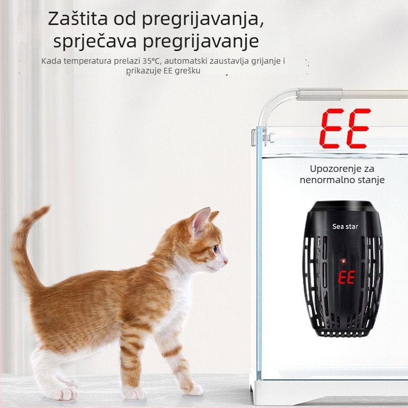 Grijač štapić za kornjače, kompaktni automatski grijač s konstantnom temperaturom za akvarije s kornjačama i ribama, mini grijač s kontrolom temperature za niski nivo vode