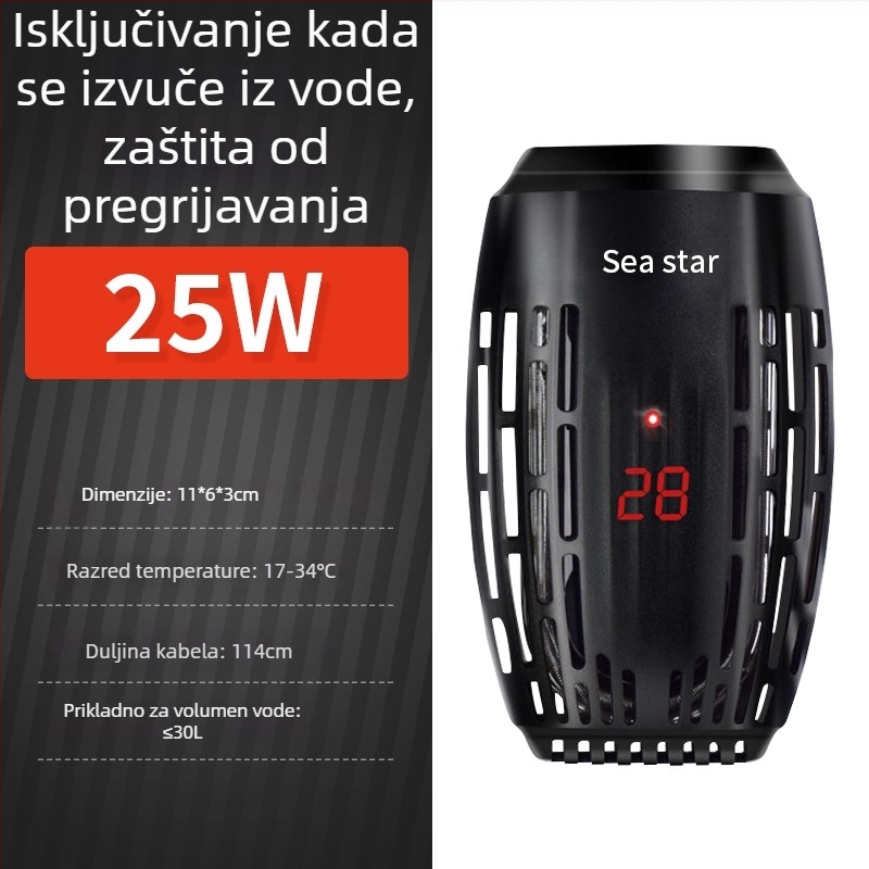 Grijač štapić za kornjače, kompaktni automatski grijač s konstantnom temperaturom za akvarije s kornjačama i ribama, mini grijač s kontrolom temperature za niski nivo vode