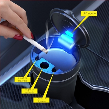 Auto popolnjak s keramičkom otpornom na plamen, LED osvjetljenjem, poklopcem, model L3889, težina 116 g