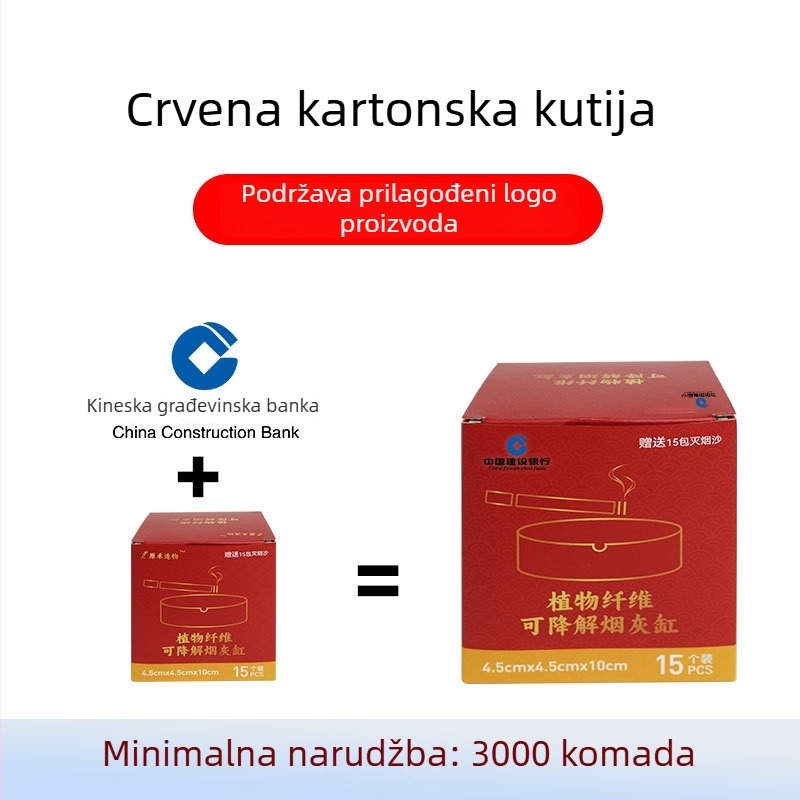 Jednokratni plastični pepelnjak s dizajnom protiv rasipanja pepela, mogućnost ispisa logotipa, prilagođena obrada