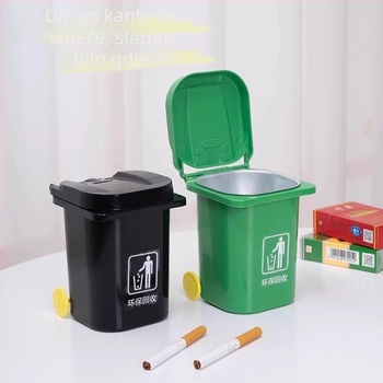 Zidni metalni pepeljarnik s poklopcem i unutarnjom posudom od nehrđajućeg čelika, za kućnu upotrebu