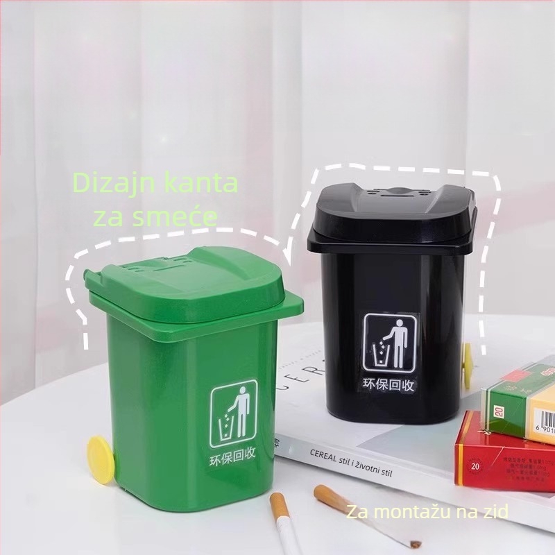 Zidni metalni pepeljarnik s poklopcem i unutarnjom posudom od nehrđajućeg čelika, za kućnu upotrebu