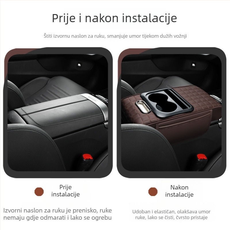 Kožna podloška za naslon za ruku u automobilu s kutijom za maramice — višefunkcionalni pet u jednom; marka Aden gulf; porijeklo Taizhou, Zhejiang; opća kompatibilnost