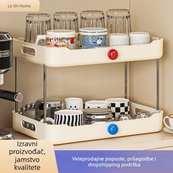 Stalak za čaše za stol, 3-razinski, plastični, s odvodom, moderni minimalistički stil, model 7593