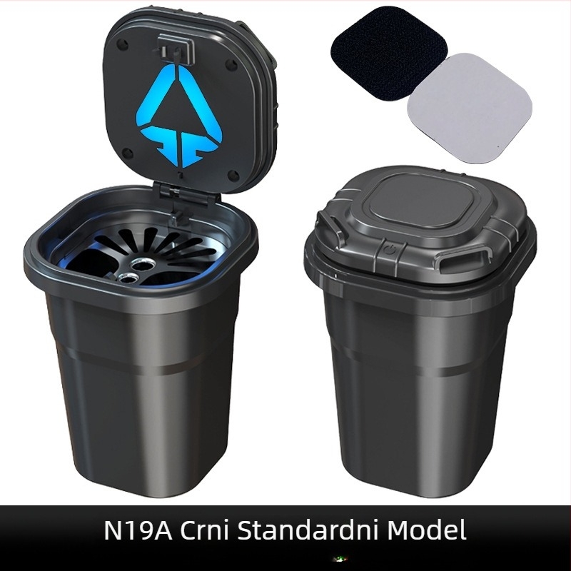 Auto pepeljara N19A s ugrađenom rasvjetom i poklopcem — Materijal: plastika, Težina: 200 g, Model: N19A, Univerzalna upotreba
