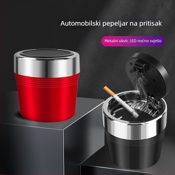 Auto pepeljara s metalnim unutarnjim dijelom, otvaranje jednim gumbom, LED svjetlo, model BY-1543