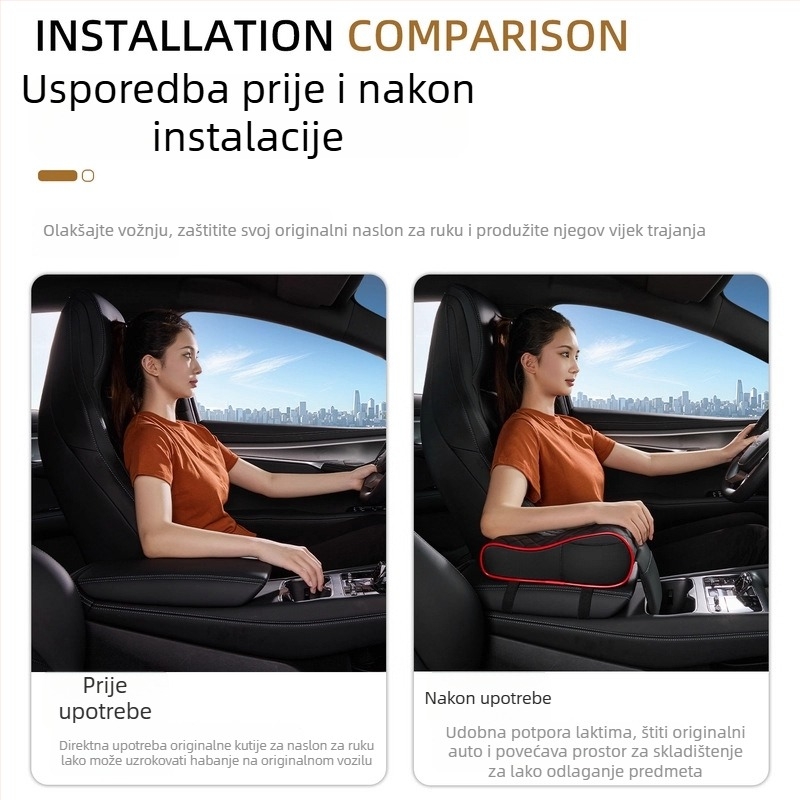 Podložak za središnju konzolu automobila s povećanjem visine, kožna, univerzalna kompatibilnost, 400 g, prilagođena obrada