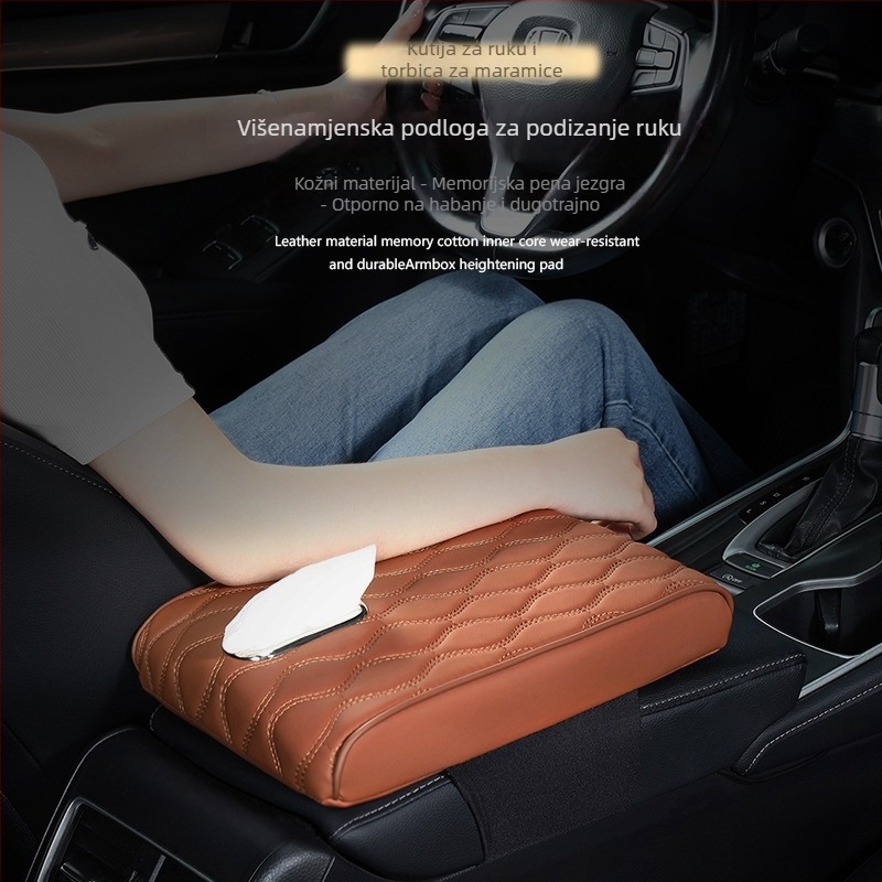 Kožni naslon za ruku automobila s držačem maramica – univerzalna kompatibilnost, prilagodba po narudžbi, privatna oznaka odobrena