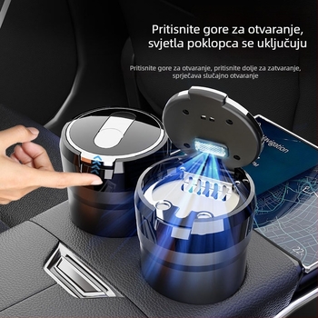 Auto pepaljka s LED noćnim svjetlom i dizanjem poklopca, keramički unutarnji spremnik, otporan na plamen (Model: Y17 • Brand: sanpai • Materijal: ABS s keramičkim unutarnjim uloškom • Težina: 254 g • Proizvodni proces: lijevanje)