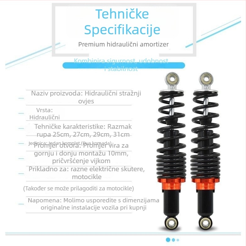 Stražnji hidraulni amortizer za električno vozilo, prilagodljiv, Mojielong, model 25-31