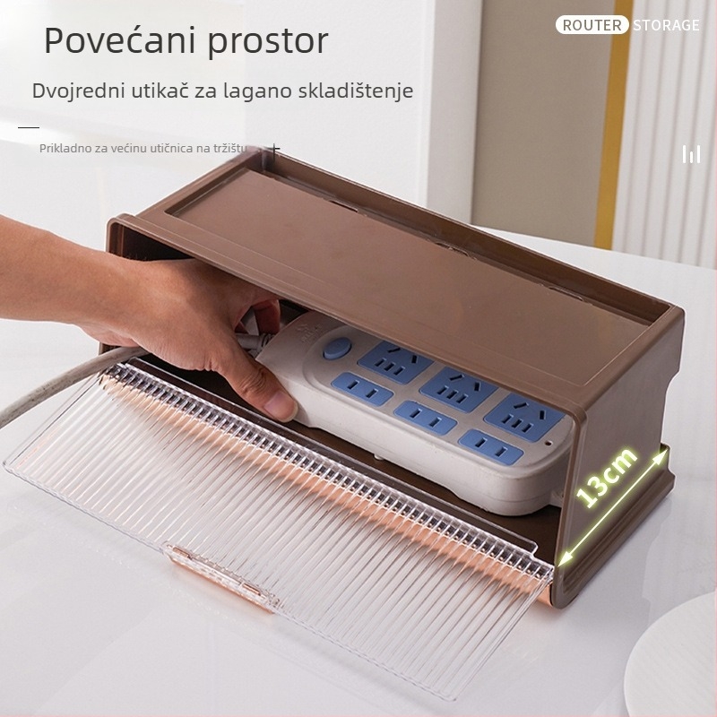 Kutija za skladištenje usmjerivača s poklopcem, 5 pretinaca, zidna, prašinu zaštita, plastična, za kabelske i set-top box