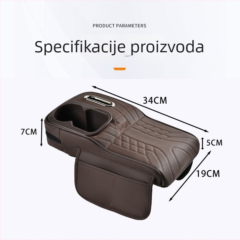 Kožni držač za čaše u automobilu i organizator kutije za maramice, univerzalna kompatibilnost, težina 450 g, mogućnost prilagodbe