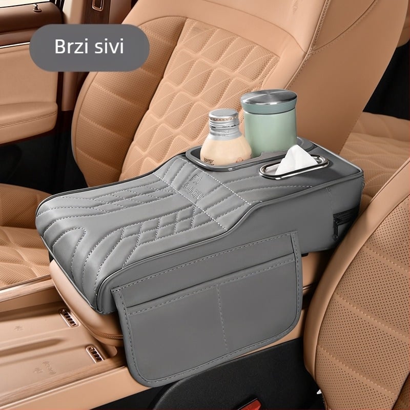 Kožni držač za čaše u automobilu i organizator kutije za maramice, univerzalna kompatibilnost, težina 450 g, mogućnost prilagodbe