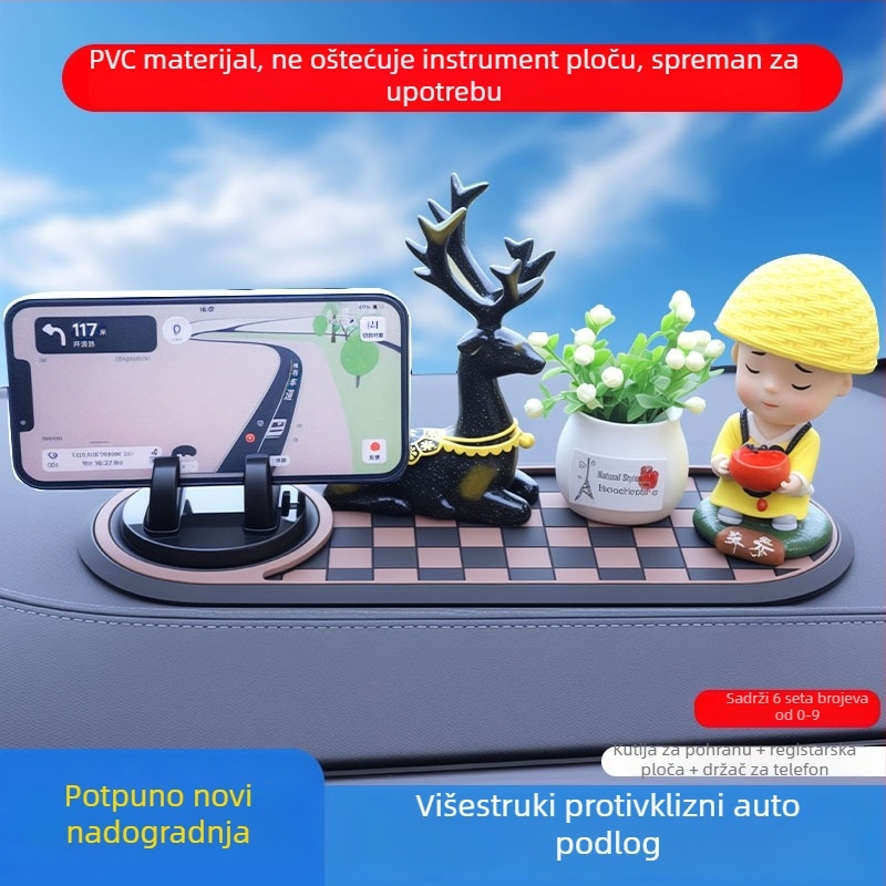 3-u-1 PVC protuklizna podloga za automobilsku ploču, držač telefona, konzolu i navigaciju