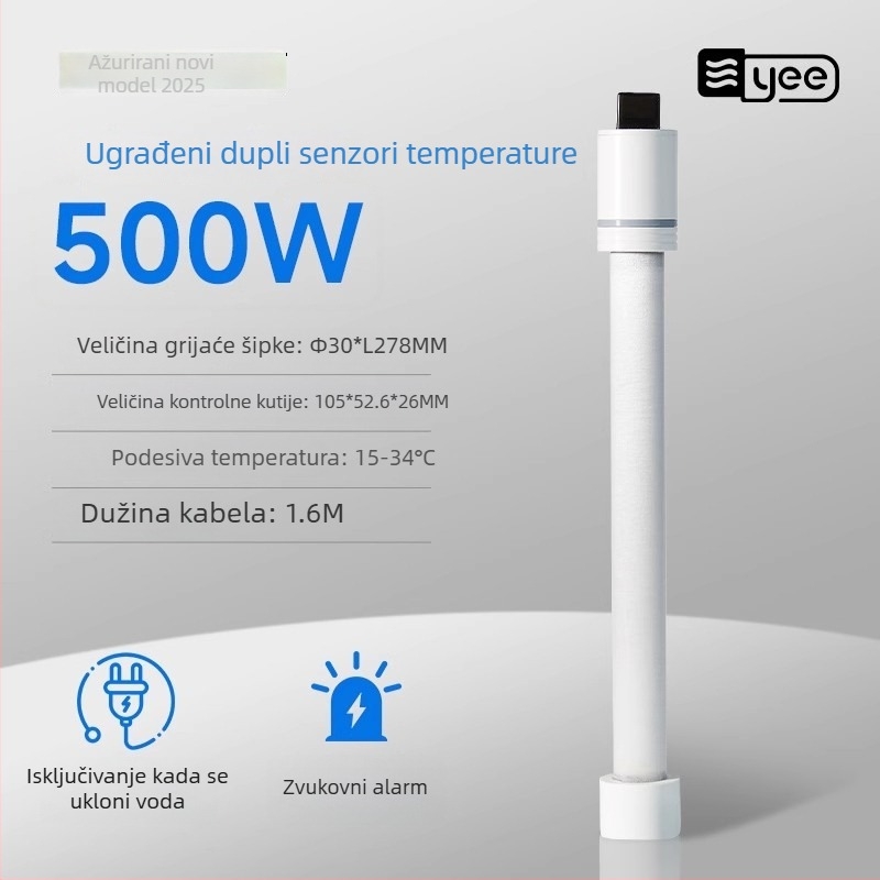 Kvarcna staklena grijaća šipka za akvarij uz termostat – otporna na eksplozije, za akvarije s kornjačama – 60W/100W/200W/300W/500W, Yee
