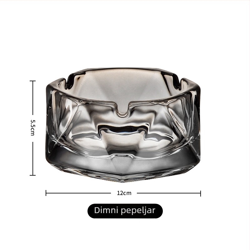 Staklena pepeljara – moderan jednostavan stil, marka Shengju Hui, 24 komada, tiskano logo