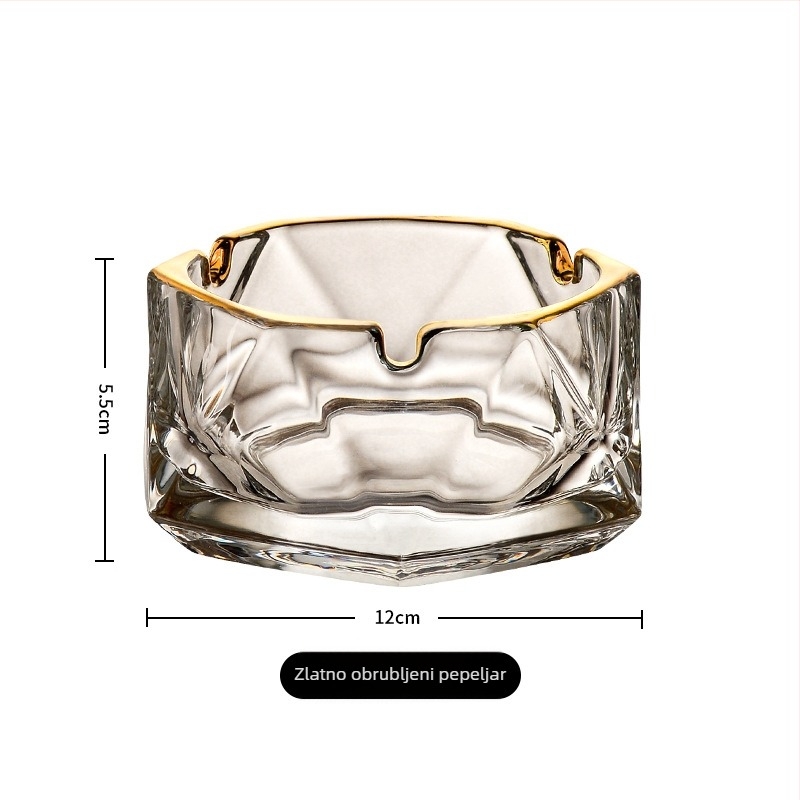 Staklena pepeljara – moderan jednostavan stil, marka Shengju Hui, 24 komada, tiskano logo