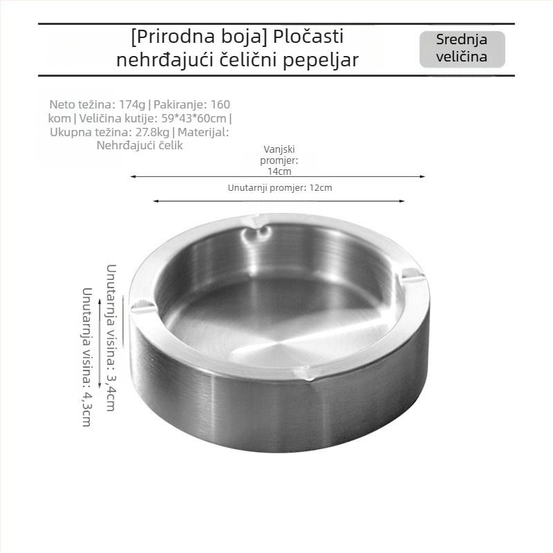Kaiwang pepećnik od nehrđajućeg čelika – višekratno upotrebljiv, moderan minimalistički dizajn za kafiće i barove