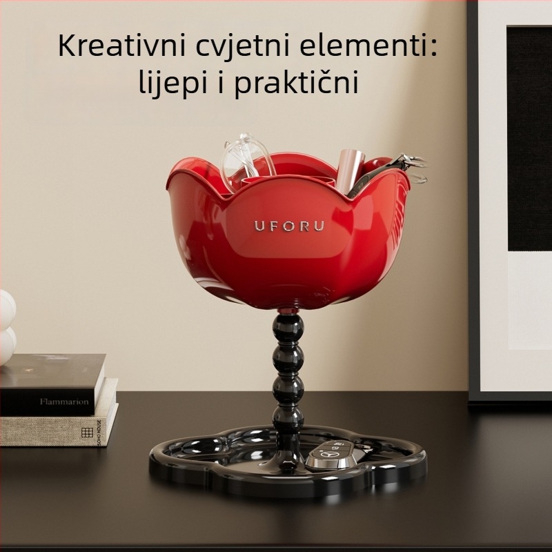 Dvoetažni ABS plastični držač ključeva s cvjetnim dizajnom — stolni organizator za ulaz, dnevni boravak i spavaću sobu