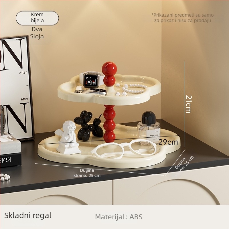 Dvoetažni ABS plastični držač ključeva s cvjetnim dizajnom — stolni organizator za ulaz, dnevni boravak i spavaću sobu