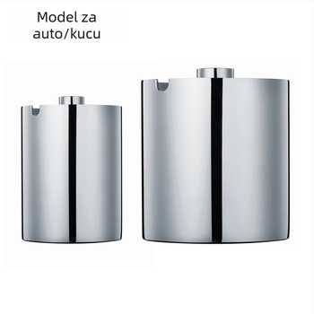 Pepeljara od debelog inoxa s okretanjem poklopca, za kućnu i automobilsku upotrebu; brušenje završne obrade; mogućnost prilagođenja