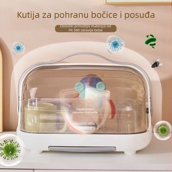 Kutija za pohranu bočica za bebe s poklopcem, prašini otpornom, prenosni odvodni stalak, PP plastika, modeli 2423/2424