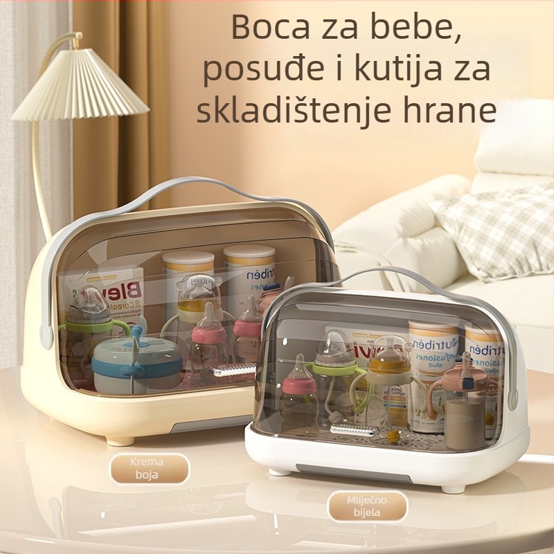 Kutija za pohranu bočica za bebe s poklopcem, prašini otpornom, prenosni odvodni stalak, PP plastika, modeli 2423/2424