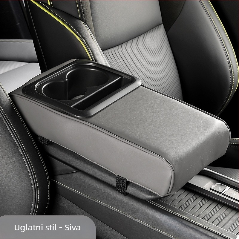 Kožni univerzalni pretinac za ruku s držačem za čašu — koža, univerzalna kompatibilnost, bez prilagođavanja, ovlaštene privatne marke