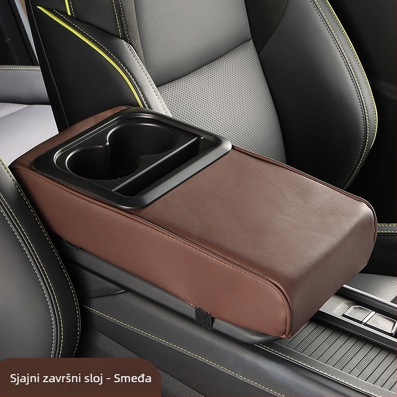 Kožni univerzalni pretinac za ruku s držačem za čašu — koža, univerzalna kompatibilnost, bez prilagođavanja, ovlaštene privatne marke