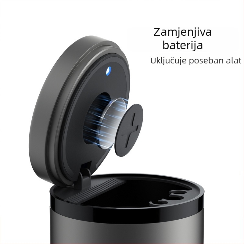 Pametna automobilska pepeljara s poklopcem i osvjetljenjem, metalna, model YHG-1, graviranje, prilagodljivo, za auto i kućnu uporabu