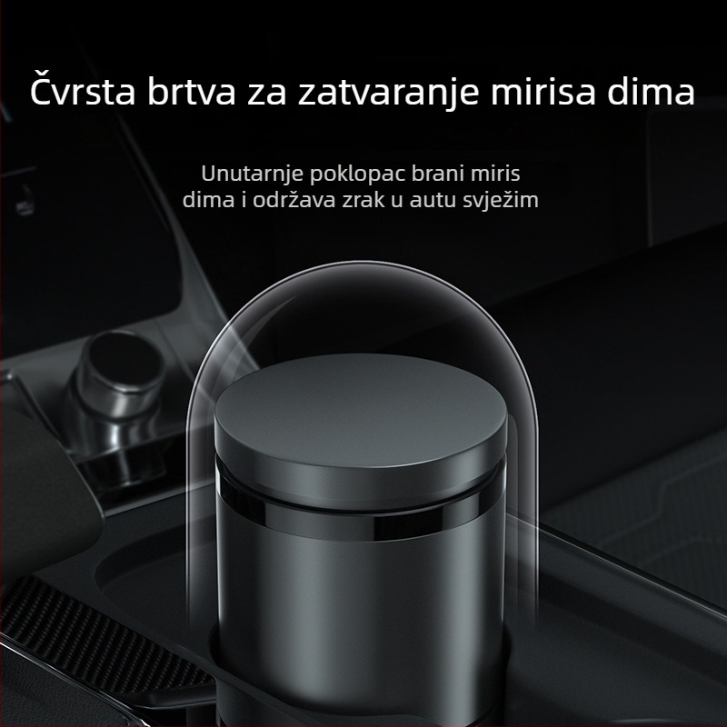 Pametna automobilska pepeljara s poklopcem i osvjetljenjem, metalna, model YHG-1, graviranje, prilagodljivo, za auto i kućnu uporabu