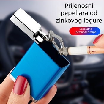 Prijenosni metalni pepelnik za automobil s kukom za vješanje - velika kapacitet, tisak logotipa, prilagodba