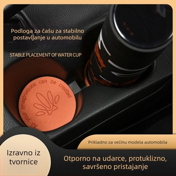 PU materijal auto podložak za čašu – luksuzna suede površina, otporan na udarce, protuklizni, univerzalan (Porijeklo: Zhejiang; Značka: Evans; Bez logotipa)