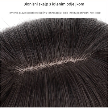 Paruka za vrh glave, prava ljudska kosa, ravna, može se bojiti, mehanički postupak