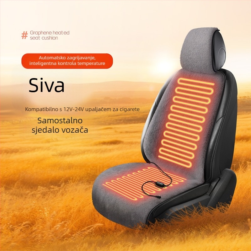 Grijana podloga za sjedalo automobila — univerzalna, inteligentna kontrola temperature, grijanje i ventilacija, punilo od poliesterskih vlakana, pliš površina, set