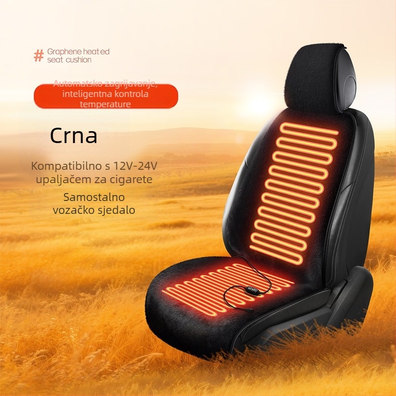 Grijana podloga za sjedalo automobila — univerzalna, inteligentna kontrola temperature, grijanje i ventilacija, punilo od poliesterskih vlakana, pliš površina, set