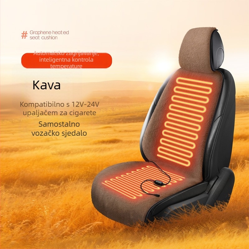 Grijana podloga za sjedalo automobila — univerzalna, inteligentna kontrola temperature, grijanje i ventilacija, punilo od poliesterskih vlakana, pliš površina, set