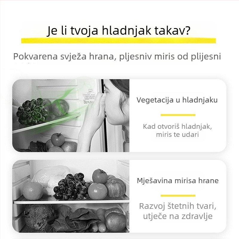 Yacaijie Kutija za deodoriranje hladnjaka s aktivnim ugljem i čajem polifenolima – antibakterijsko čišćenje, svjež zrak, 120 g