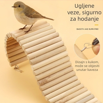 Dekor za kavez za hamstera: drveni lukasti most, penjačka ljestvica i pregrade