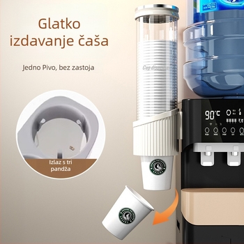 Zidni držač za čaše i dispenser za čaše vode | Plastika, moderan minimalistički stil, montaža kukom, 1 razina, 2024 model