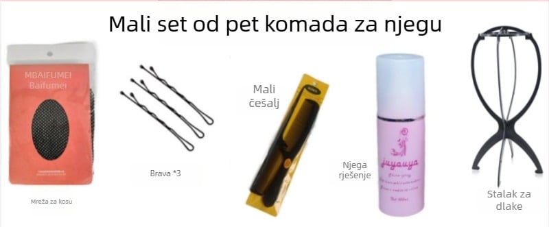 Baifumi Uređaji za njegu perike – Set od 5 dijelova s 100 ml otopine za njegu, Mekani i glatki